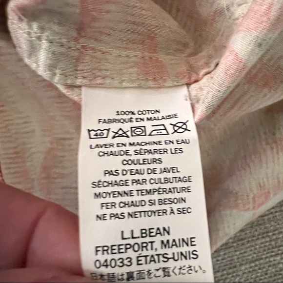 LL Bean Mens Adobe Orange Mountains Printed Tropics Cotton Camp Shirt - Picture 8 of 10